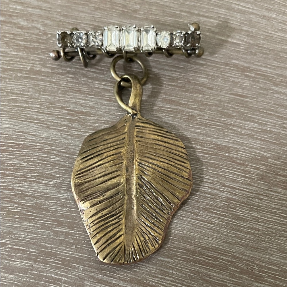 Artisan Gold Leaf Brooch with Silver Accents